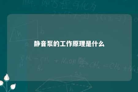 静音泵的工作原理是什么 